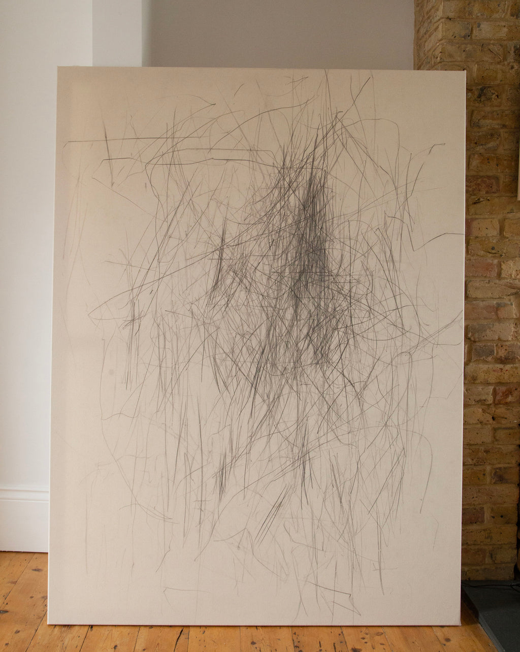 Abstract Linen Artwork | Graphite Gesture Art | Malvina O Neachtain